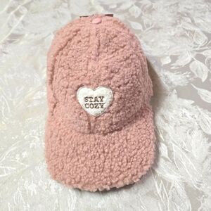 HOME FREE Women Sherpa Stay Cozy Baseball Cap Hat Blush Furry Comfy Outerwear